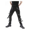 Men Gothic Bondage Pant Cotton Studs Metal Punk EMO Rock Pant 